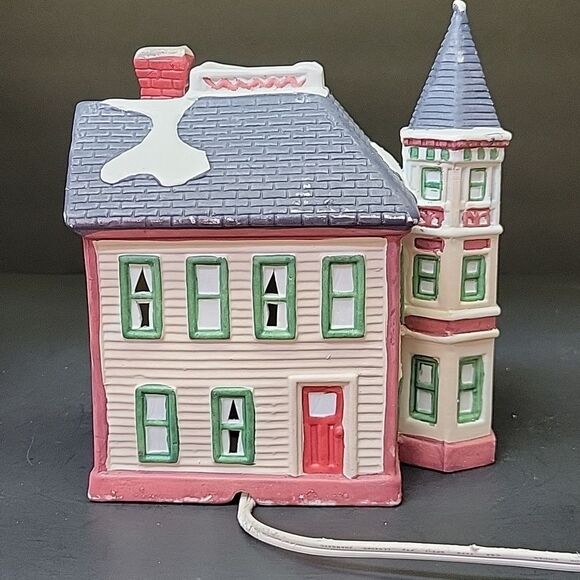 St. Nicholas Square Christmas Village Victorian Home Ceramic w/ Light & Box - Picture 6 of 8